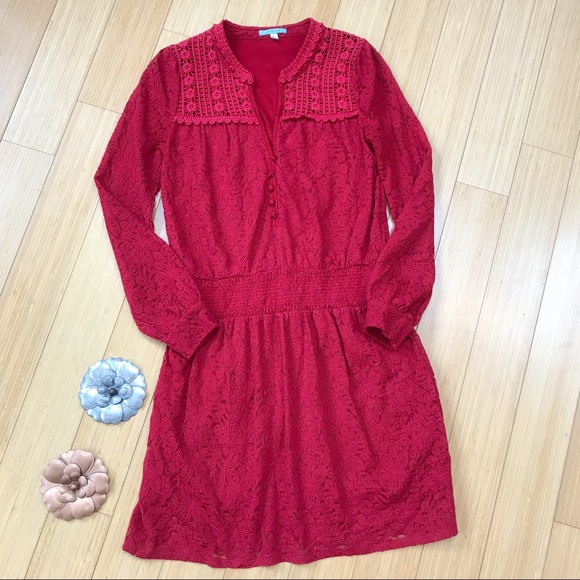 Anthropologie Dresses & Skirts - Anthropologie LEIFNOTES red lace dress, S.